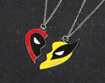 Deadpool & Wolverine Heart Best Friend Pendant Deadpool 3 Necklace BFF Friendship Matching Necklace Gifts
