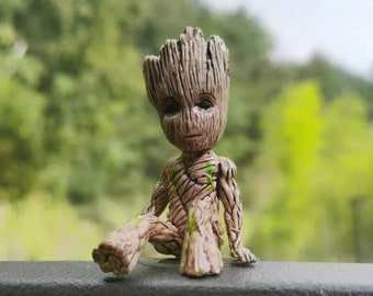 Groot Guardians of The Galaxy Mini Tree Man Marvel Avengers Anime Decorate Toys Action Figure Sitting Groot kids Model Toys