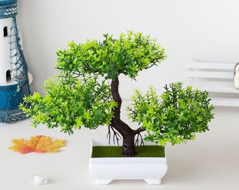 Artificial Plastic Bonsai - Small Tree Pot - Potted Flower Garden - Fake Plant Arrangement Ornaments Room Home - Table Decoration