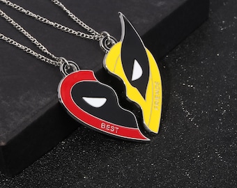 Deadpool & Wolverine Bester Freund Herz Anhänger Deadpool 3 Halskette BFF Freundschaft Passende Halskette Geschenke