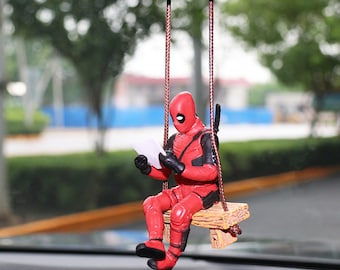 Deadpool Car Hanging Pendants Marvel Car Interior Accessories Charms Gift Deadpool Figure Car Dashboard Decor Ornaments