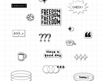 GoodNotes | Digital Stickers: Black × White