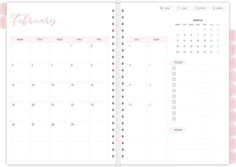 Goodnotes Digital Planner 2023 2024 カレンダー/スケジュールテンプレート Etsy