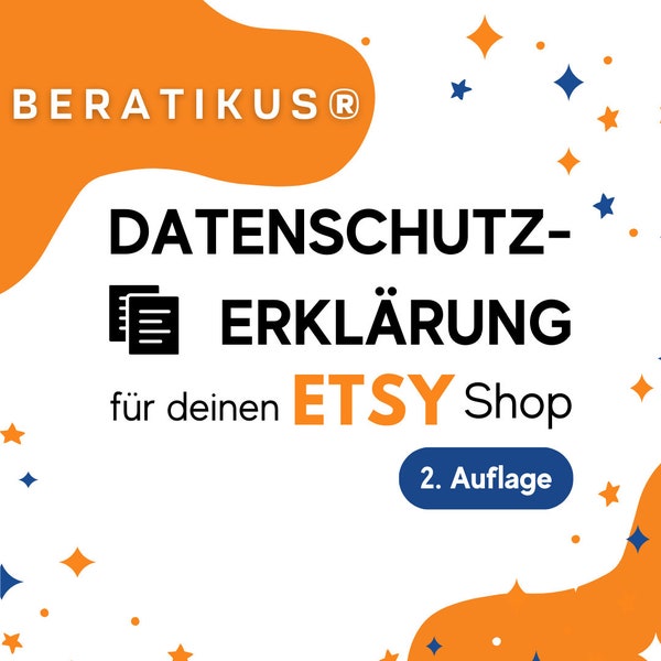 Vorlage: Datenschutzerklärung für deinen Etsy Shop, 2. Auflage, Word Datei, Download, DSGVO Muster, Formular zum Ausfüllen