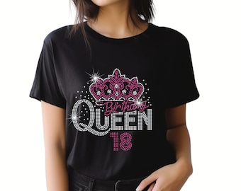 Rhinestone Birthday Queen T Shirt 16,18,21