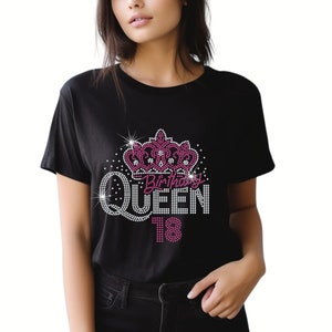 Strass Geburtstag Königin T Shirt 16,18,21