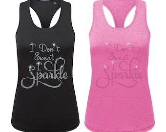 Women's I don't sweat I sparkle Rhinestone Sports vest