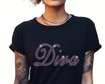 Camiseta Diva con diamantes de imitación