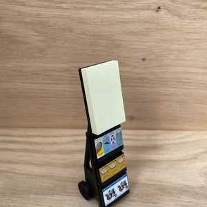 JW wooden mini witnessing cart with double-sided board. Convention, SKE or pioneer gift, yellow notebook in option.