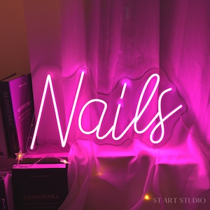 Nägel Neon Schild, Benutzerdefinierte LED Neon Schild,Nagel Salon,Beauty Room Neon Wandkunst,Salon Room Sign,Wimper Room Willkommen Schild,Neon Beauty Art