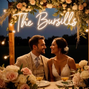 Wedding Neon Sign, Custom Last Name Sign, Wedding Decor, Name Neon Sign,  Battery Operated Neon Sign, Neon Sign with free dimmer