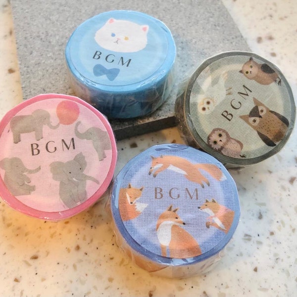 BGM/ Cat/ Elephant /fox/ owl Washi Tape/ masking tape