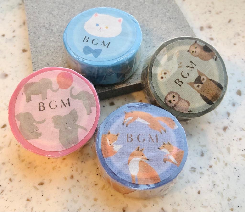 BGM/ Cat/ Elephant /fox/ owl Washi Tape/ masking tape