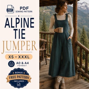 Wide Leg Jumper Pattern | Overall Sewing Pattern | Tie Jumper Pattern | Baggy Romper | Overalls Pattern | Romper Pattern | Oversized Jumper