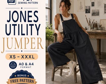 Oversized Jumper Pattern | Overall Sewing Pattern | Jumper Pattern | Baggy Romper | Overalls Pattern | Romper Pattern | Oversized Jumper