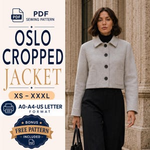 Cropped Wool Jacket Pattern | Jacket Sewing Patterns | Women Patterns | Jacket Pattern | Winter Pattern | Wool Coat Patterns | Wool Jacket