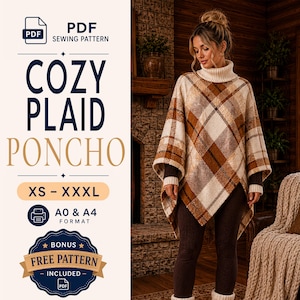 Poncho Sewing Pattern | Poncho Pattern |Cape Sewing Pattern | Cape Pattern | Serape Sewing Patterns | Sarape Pattern | Cloak Sewing Pattern