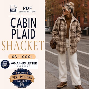 Shacket Sewing Pattern | Flannel Overshirt | Sherpa Jacket | Shirt Jacket Pattern | Lumberjack Shirt | Shacket Pattern | Womens Jacket
