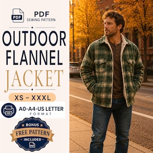 Men Shirt Jacket Sewing Pattern | Flannel Overshirt | Sherpa Jacket | Shirt Jacket Pattern | Lumberjack Shirt | Jacket Sewing Pattern