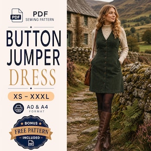 Jumper Dress Pattern | Overall Sewing Pattern | Button Jumper Pattern | Baggy Romper Dress | Jumper Dress | Romper Dress | Button Dress