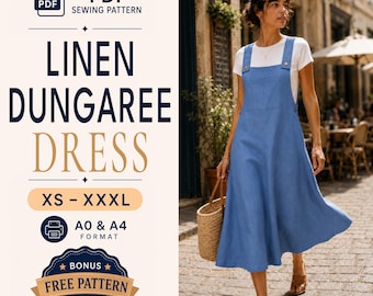 Dungaree Dress Pattern | Overall Sewing Pattern | Dungaree Dress | Dungaree Sewing Pattern | Jumper Dress | Romper Dress | Button Dress