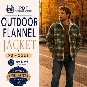 Men Shirt Jacket Sewing Pattern | Flannel Overshirt | Sherpa Jacket | Shirt Jacket Pattern | Lumberjack Shirt | Jacket Sewing Pattern