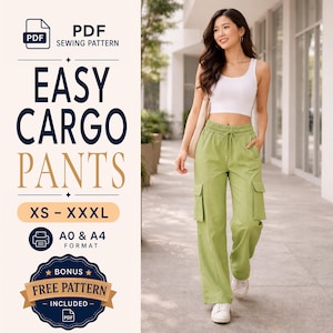 Cargo Pants Sewing Pattern | Cargo Pants Pattern | Women Pants Pattern | Pants Pattern | Women Sewing Pattern | Cargo Pocket Pants