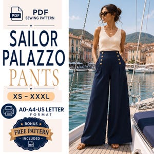 Cartamodello per pantaloni palazzo / Cartamodello palazzo / Cartamodello pantaloni da donna / Cartamodello pantaloni / Cartamodello pantaloni a gamba larga / Cartamodello pantaloni a zampa