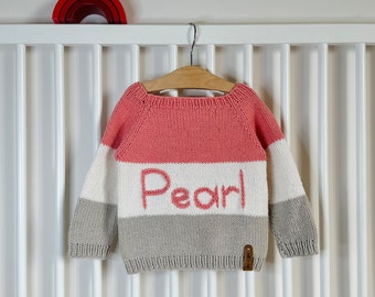 Suéter de nombre bordado personalizado para niña pequeña, suéter de jersey bordado con monograma de bebé, regalo de mamá para el posparto, regalo de un año