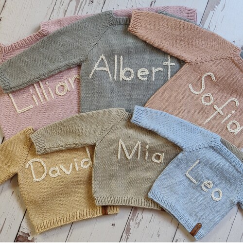 Hand Embroidered Name Sweater Sweater With Name Personalized Etsy