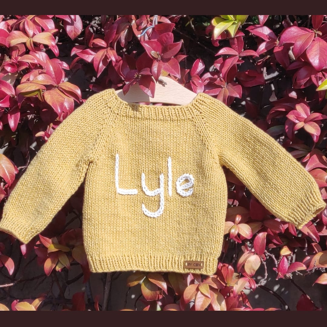Monogram Knitted Baby Sweater With Name, Custom Knit Sweater for