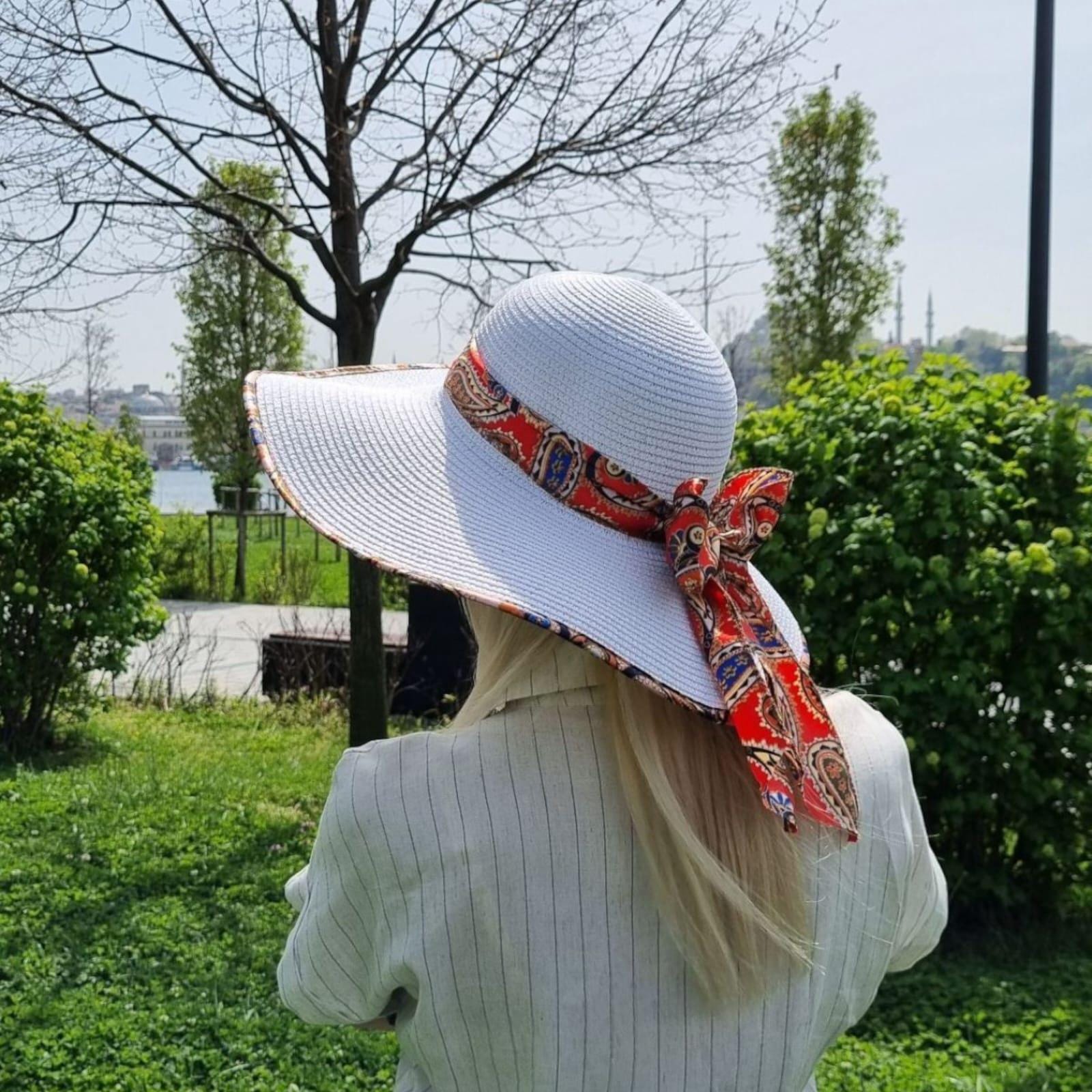Cappello Di Paglia Donna A Tesa Larga - Pieghevole Protezione UV Per Spiaggia E Giardinaggio - Regolabile 56-58cm