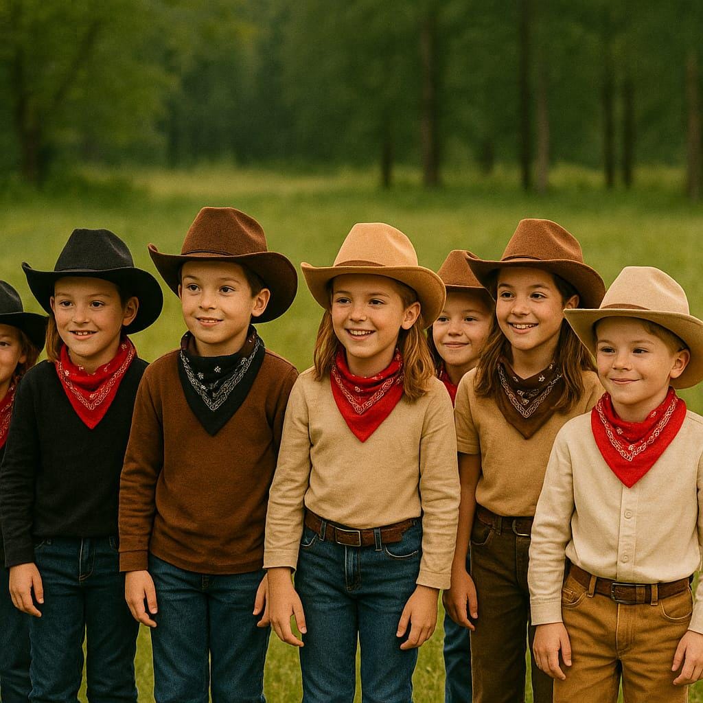 1567 Brown Cowgirl Hat Girls Cowboy Kids Western Bandana Amazon.com: Unittype 12 Pcs Kids Cowboy Hat Set Western  main image 3