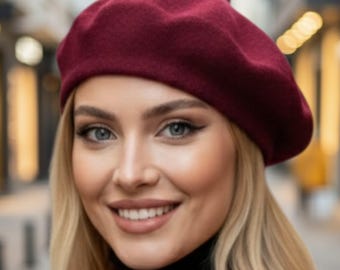 Buy 1980s Vintage ARLIN FIFTH AVENUE 100% Wool Beret Hats  display picture 3