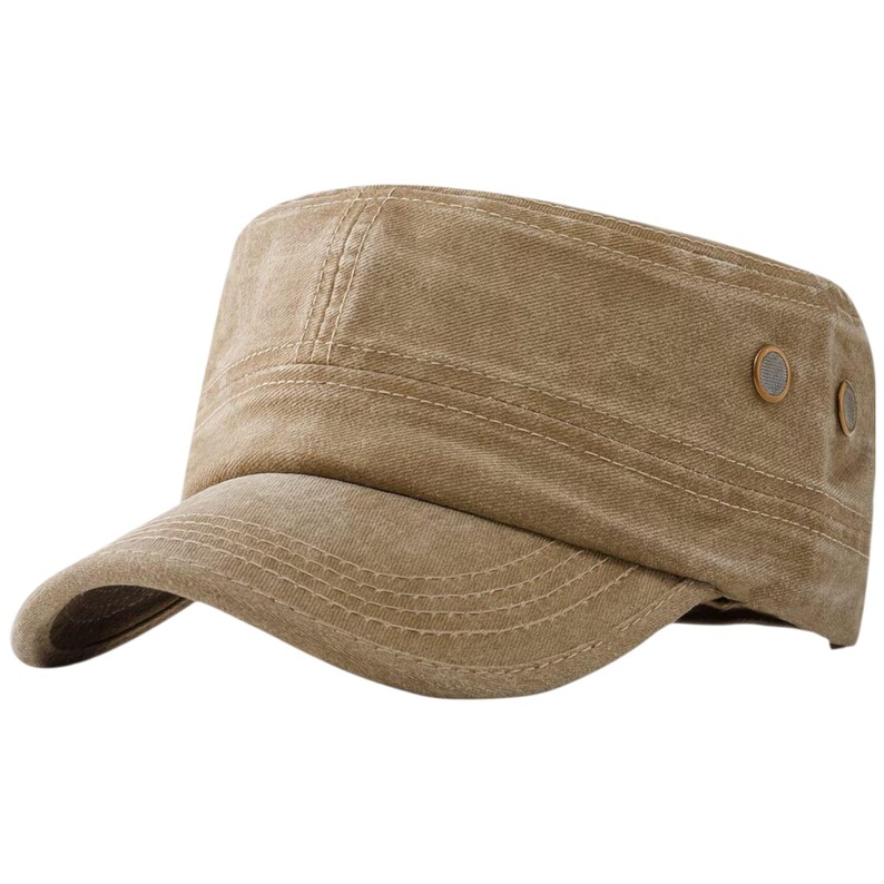 Mens Vintage Castro Cap Washed Cotton Military Hat Adjustable Casual ...