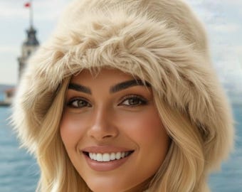 Grandi Cappelli A Secchiello In Pelliccia Sintetica Soffice - Foto 6