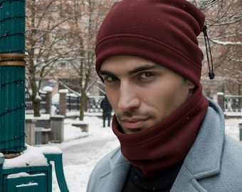 Men’s Fleece Beanie and Neck Warmer Set – 2-Piece Winter Thermal Anti-Pilling Hat