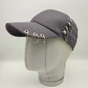 100% Cotton Chain Gray Cotton Designer Hat, Adjustable Baseball Cap Men And Women Piercing Hat, Modern Hat, Summer Hat