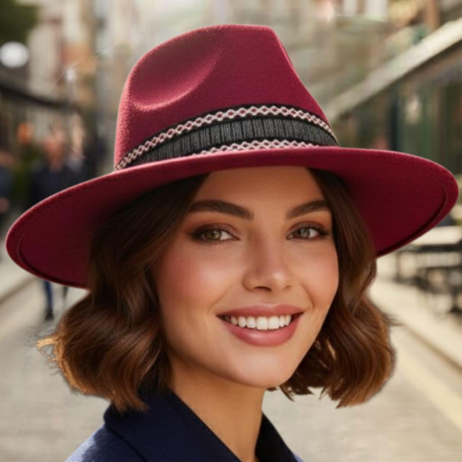 Fedora Hat for Women – Wide Brim Wool Felt Boho Style Cap - Etsy display picture 2