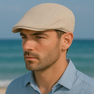Linen Flat Cap for Men, Summer Ivy Hat, Lightweight Newsboy Cap, Classic Gatsby Style Hat, Breathable Driver Cap, Gift for Him