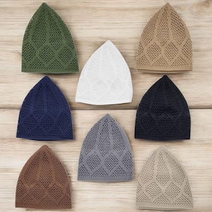 Summer Knit Kufi Cap Set of 8 – Lightweight Breathable Islamic Prayer Hat