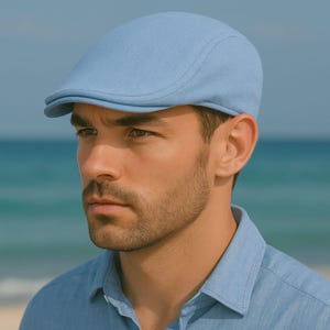 Linen Newsboy Cap for Men, Lightweight Summer Flat Cap, Breathable Ivy Hat, Classic Gatsby Driver Hat, Gift for Him