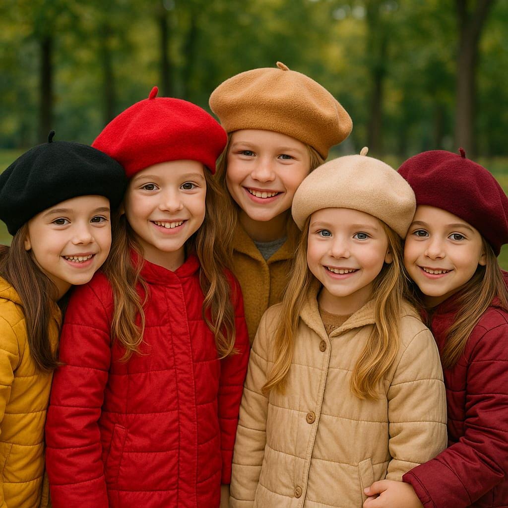 Béret Français En Laine Pour Fille - Style Peintre Classique - Hiver 3-6 Ans - Multiple Couleurs - Cadeau Chic Noël Ou Anniversaire