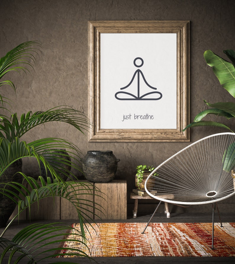 Just Breathe Yoga Wall Poster Digital Download Print Digital Etsy