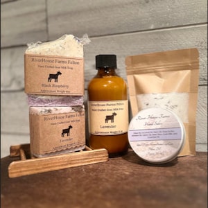Gift - 6 Piece Set: Goat Milk Soaps, Lotion, Salve, and Bath Salt **free shipping* arrives to post office within 24 hours