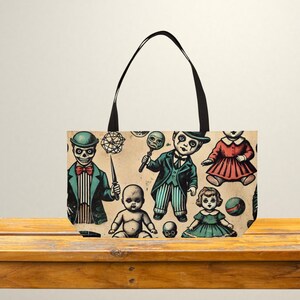 Creepy Baby Doll Weekender Tote Bag, Haunted Doll Lovers Gift, Vintage Style Tote Bag, Horror Movie Fan Bag, Gothic Doll Tote, Spooky Toy