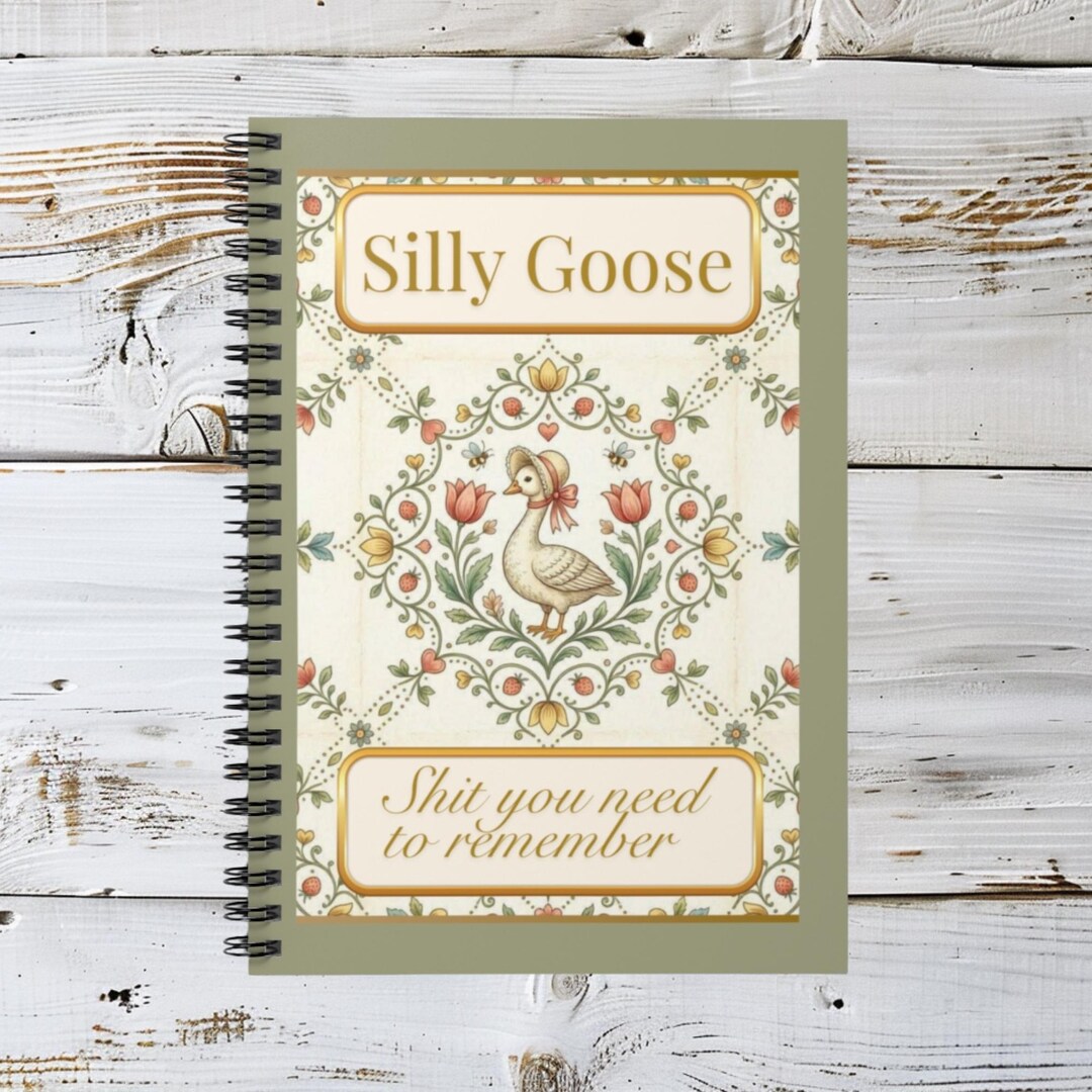 Notebook Goose Silly Goose Floral Vintage Notebook Spiral Notebook | Ruled Lined ...