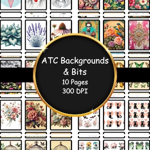 ATC Backgrounds: Printable Artist Trading Cards for Collage (Digital Download)
