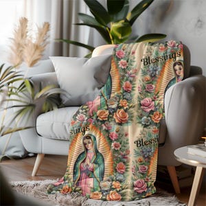 Virgin Mary Velveteen Plush Blanket: Christian Home Decor