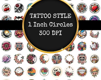 Tattoo Style Images 1 Inch Circles (Digital Download)